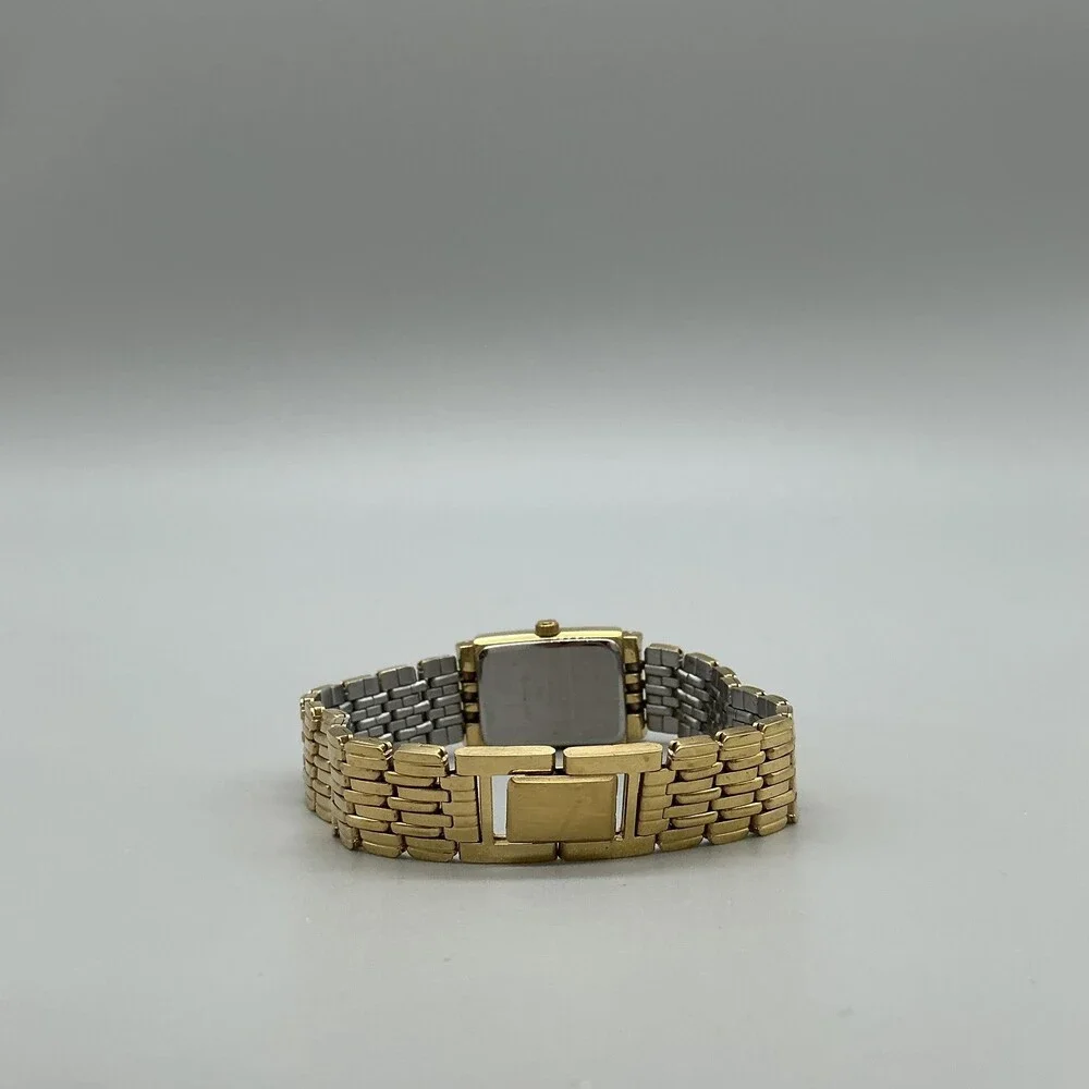 Armitron Diamond 26/5182 Womens Watch 17mm Black Gold Tone New Battery 7.25